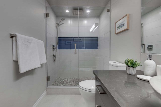 shower with glass door