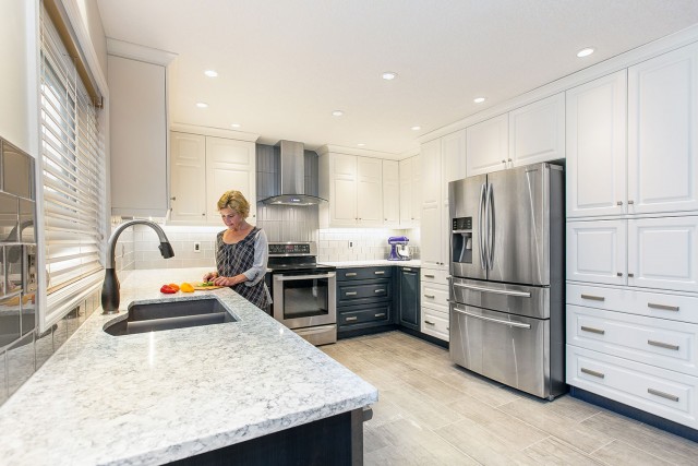 woman chopping vegetables in kitchen