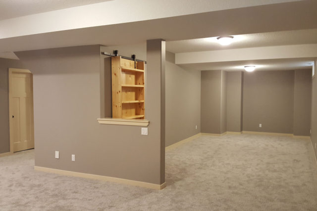 carpeted open plan rooms