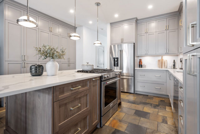 kitchen with central workstation