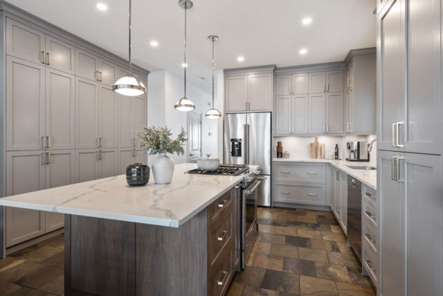 kitchen with central workstation