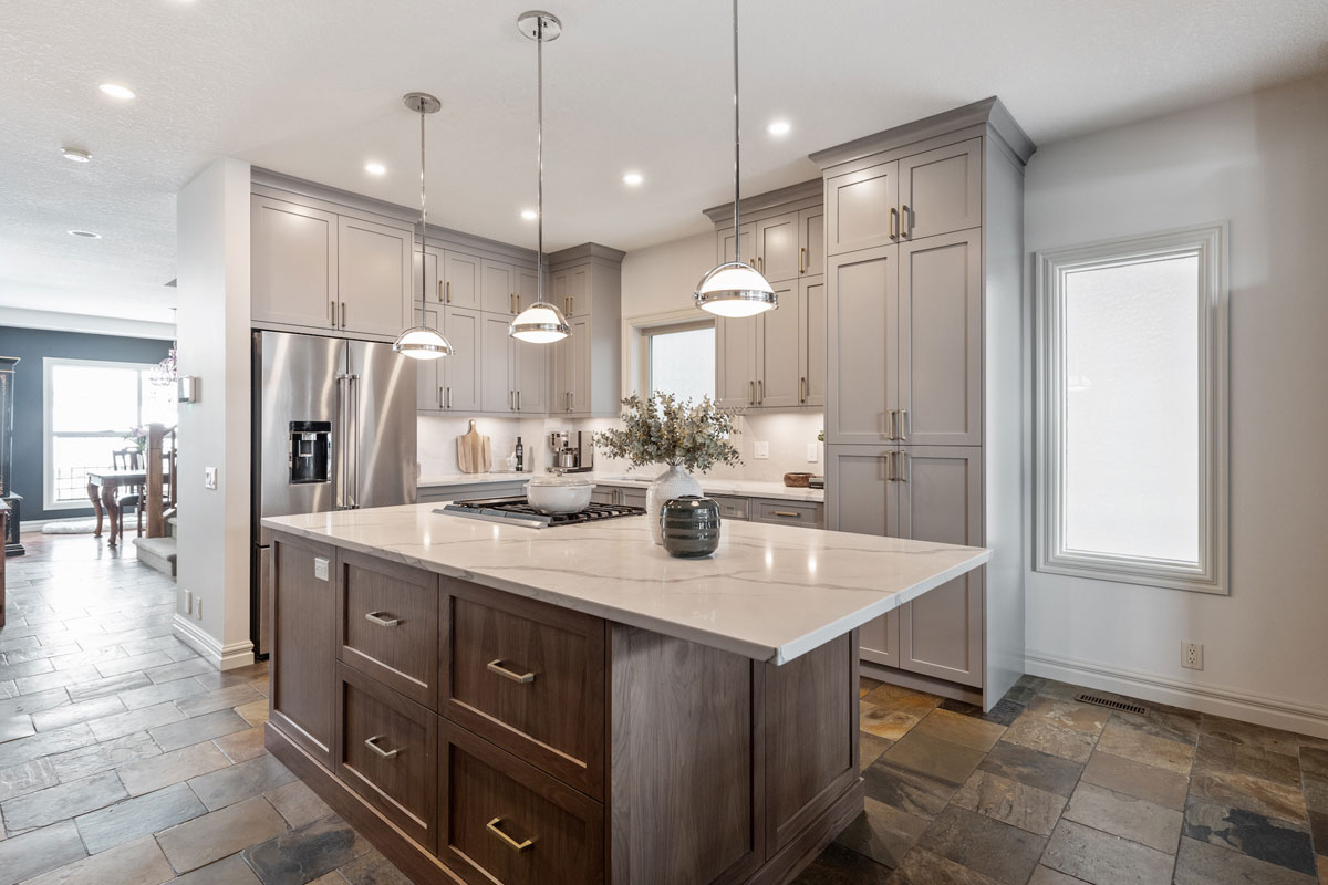 kitchen with central workstation